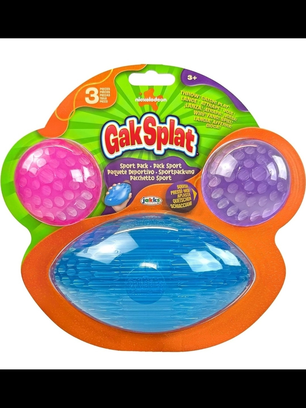 Nickelodeon Gak Splat Pink Purple Blue Toy 3 Pack